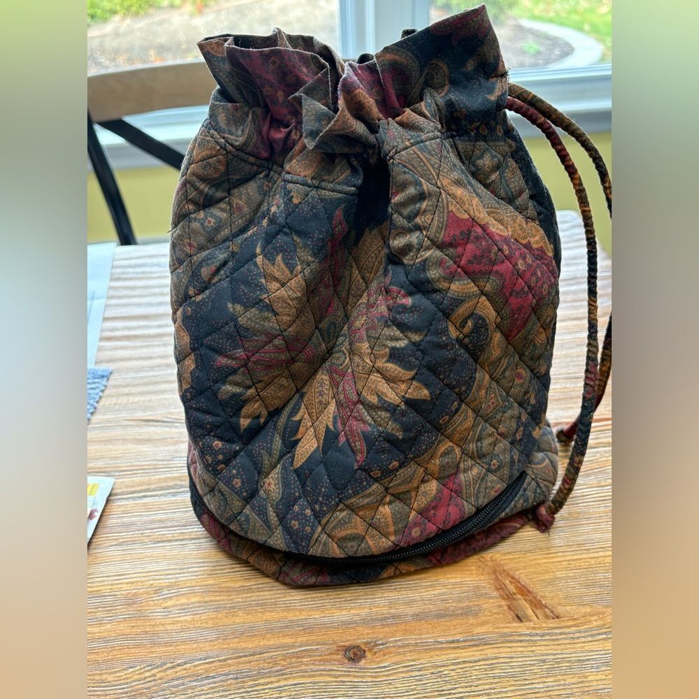 Paisley Quilted Drawstring Cosmetic Bag